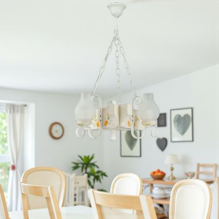 Brilagi - QUEEN Chain-Hung Chandelier 3xE14/40W/230V Beech/Cream