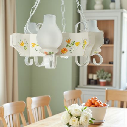 Brilagi - QUEEN Chain-Hung Chandelier 3xE14/40W/230V Beech/Cream