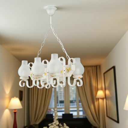 Brilagi - QUEEN chain-hung chandelier 6xE14/40W/230V beech/cream