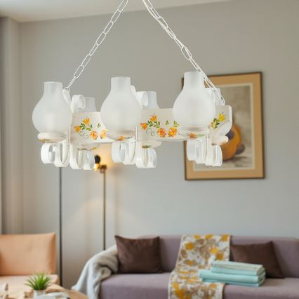 Brilagi - QUEEN chain-hung chandelier 6xE14/40W/230V beech/cream