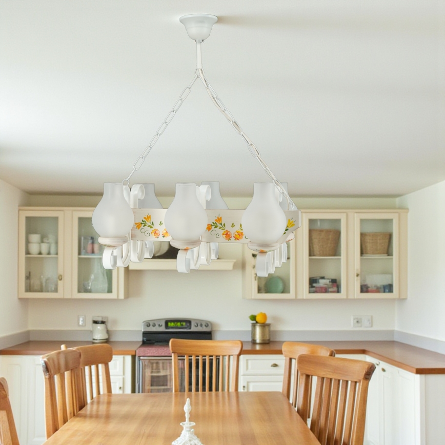 Brilagi - QUEEN chain-hung chandelier 6xE14/40W/230V beech/cream