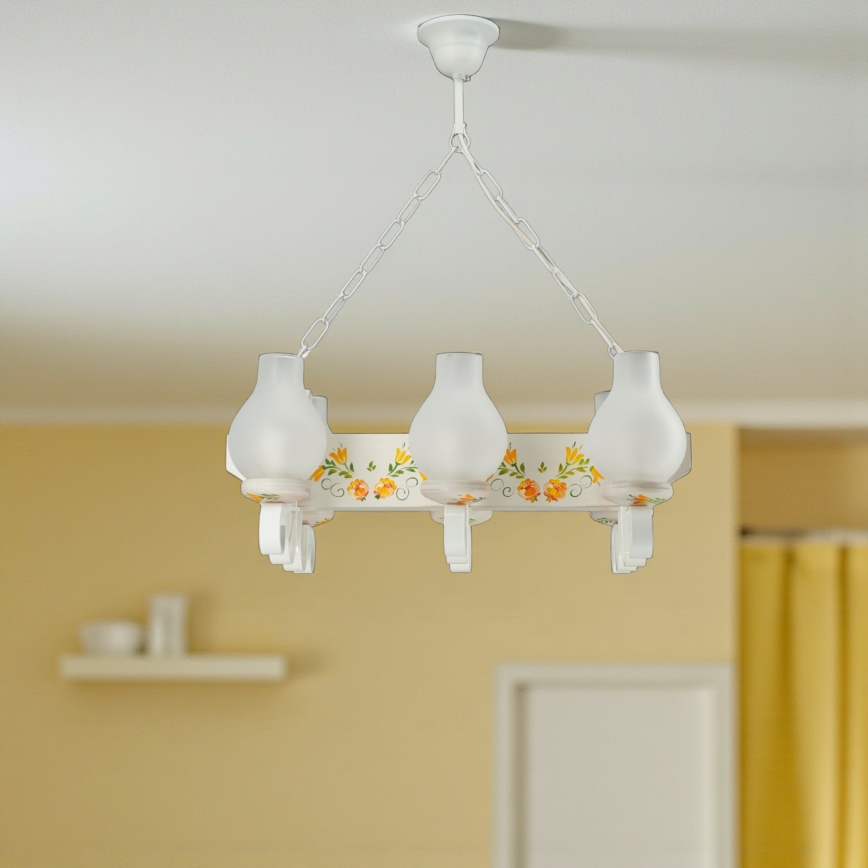 Brilagi - QUEEN chain-hung chandelier 6xE14/40W/230V beech/cream