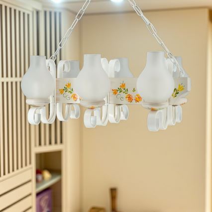 Brilagi - QUEEN chain-hung chandelier 6xE14/40W/230V beech/cream