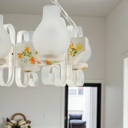 Brilagi - QUEEN chain-hung chandelier 6xE14/40W/230V beech/cream