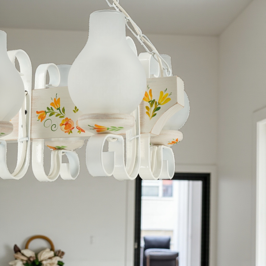 Brilagi - QUEEN chain-hung chandelier 6xE14/40W/230V beech/cream