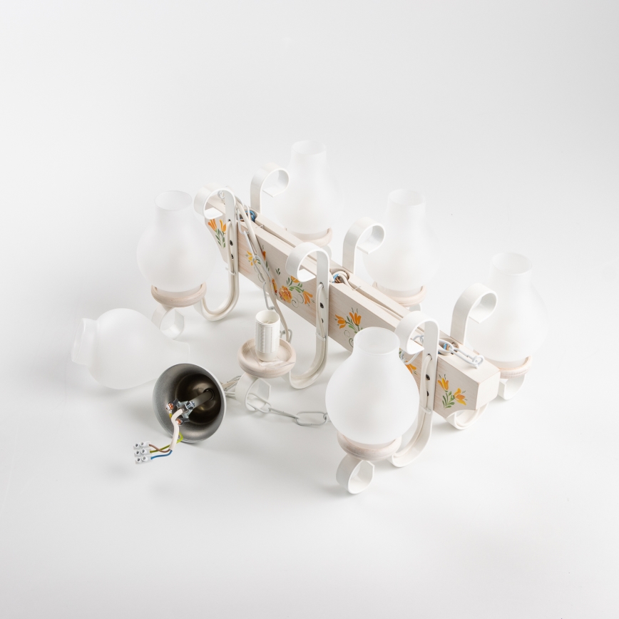 Brilagi - QUEEN chain-hung chandelier 6xE14/40W/230V beech/cream