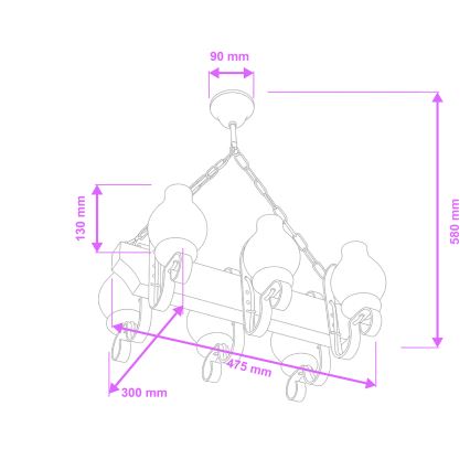 Brilagi - QUEEN chain-hung chandelier 6xE14/40W/230V beech/cream