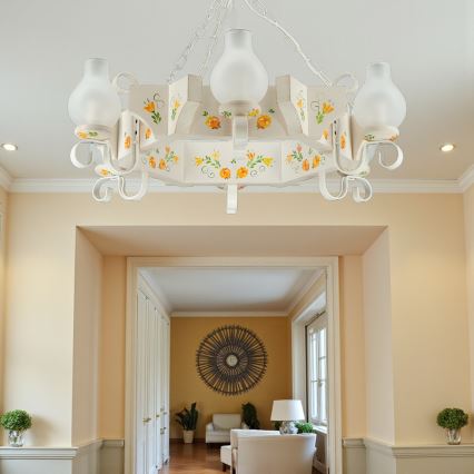 Brilagi - QUEEN chain-hung chandelier 6xE14/40W/230V beech/cream