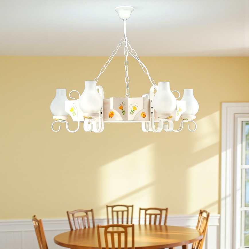 Brilagi - QUEEN chain-hung chandelier 6xE14/40W/230V beech/cream