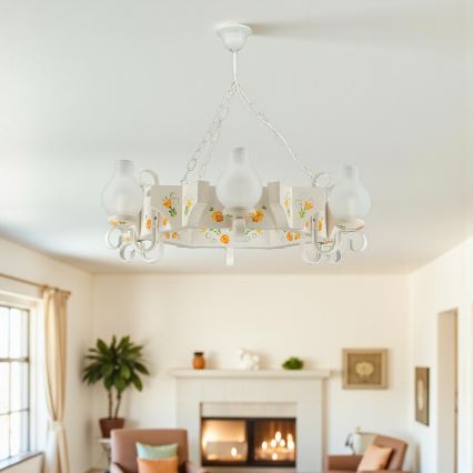 Brilagi - QUEEN chain-hung chandelier 6xE14/40W/230V beech/cream