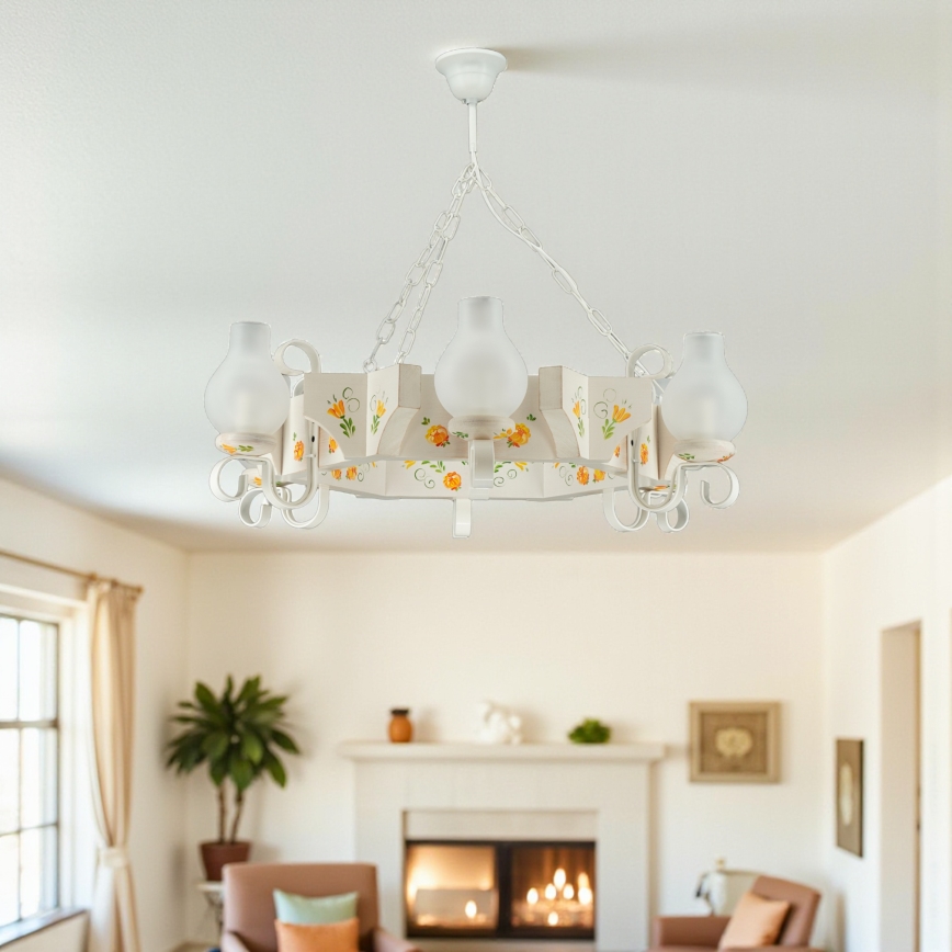 Brilagi - QUEEN chain-hung chandelier 6xE14/40W/230V beech/cream