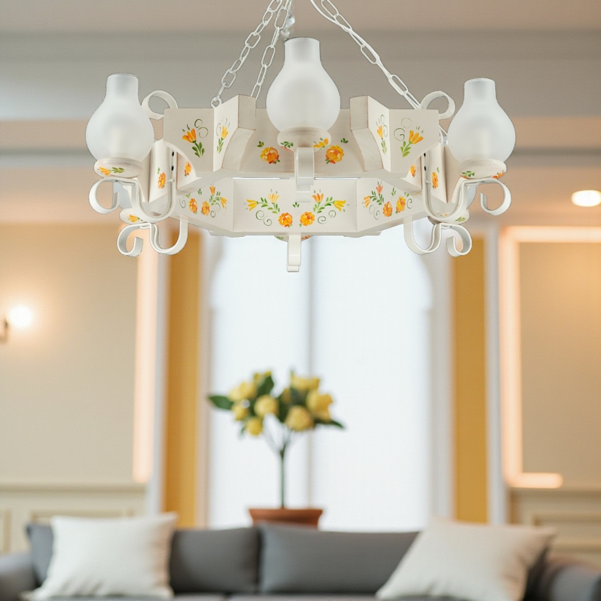 Brilagi - QUEEN chain-hung chandelier 6xE14/40W/230V beech/cream