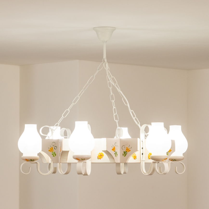 Brilagi - QUEEN chain-hung chandelier 6xE14/40W/230V beech/cream