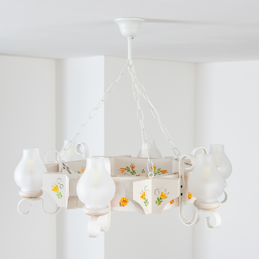 Brilagi - QUEEN chain-hung chandelier 6xE14/40W/230V beech/cream