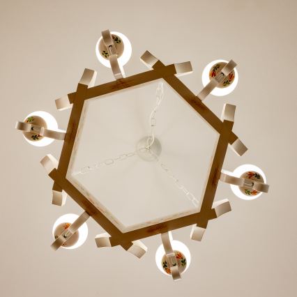 Brilagi - QUEEN chain-hung chandelier 6xE14/40W/230V beech/cream