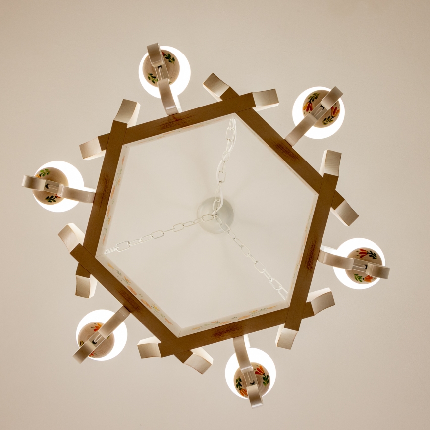 Brilagi - QUEEN chain-hung chandelier 6xE14/40W/230V beech/cream