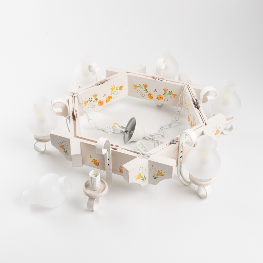 Brilagi - QUEEN chain-hung chandelier 6xE14/40W/230V beech/cream