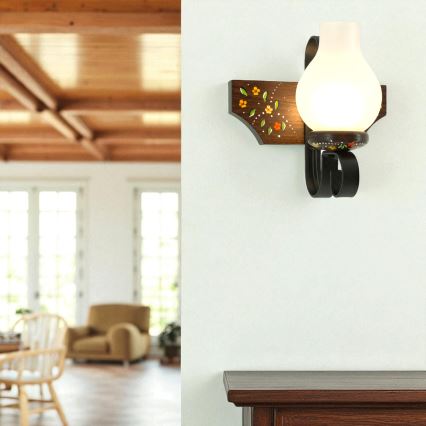 Brilagi - QUEEN Wall Lamp 1xE14/40W/230V Beech/Wenge