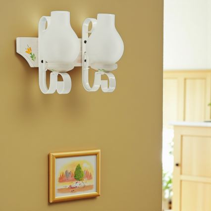 Brilagi - QUEEN Wall Light 2xE14/40W/230V beech/cream