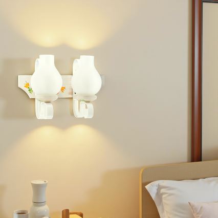 Brilagi - QUEEN Wall Light 2xE14/40W/230V beech/cream