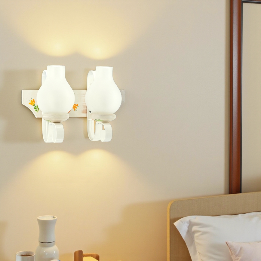 Brilagi - QUEEN Wall Light 2xE14/40W/230V beech/cream