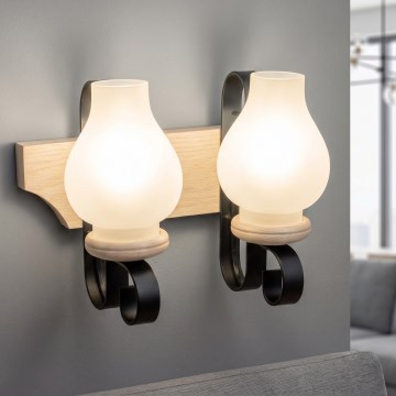 Brilagi - QUEEN Wall Light 2xE14/40W/230V Oak