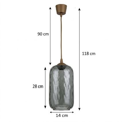 BRILAGI - LED pendant light on cord RETRO GLASS 1xE27/60W/230V Ø 14 cm brown/smoked grey