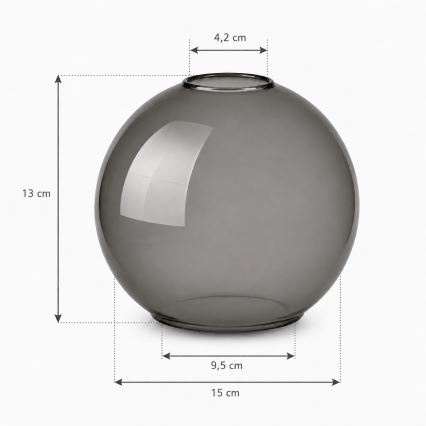Brilagi - Replacement glass for DIOR chandelier E27, Ø 15 cm, smoky gray