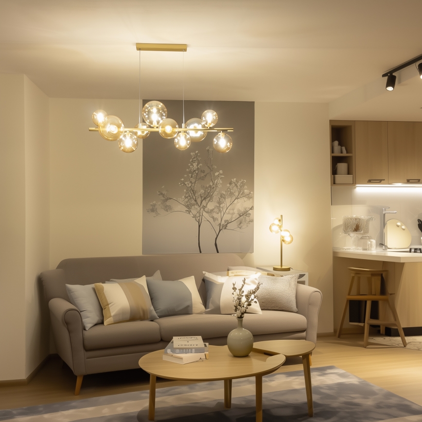 BRILAGI - Premium replacement glass shade for MISTEL and MILLA chandelier, wall light and lamp, Ø 15 cm, gold