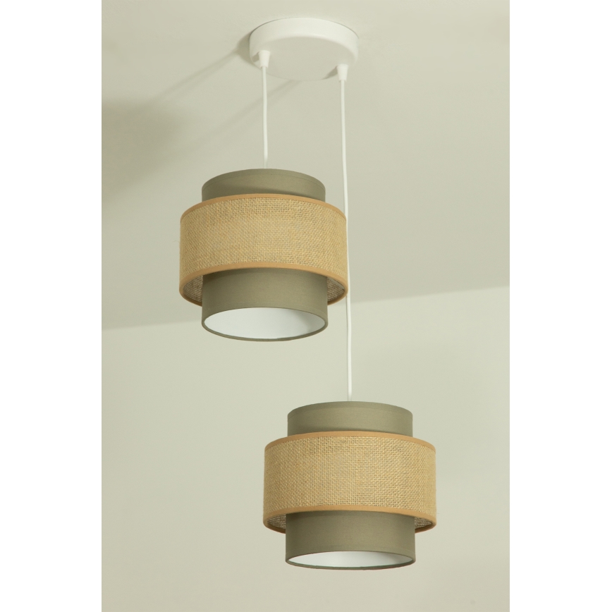 Brilagi - RESNA Cable Pendant Light 2x E27/60W/230V Ø 30 cm Brown/Beige