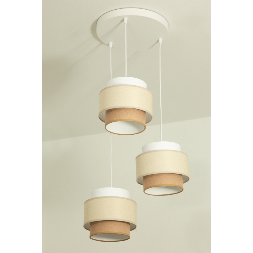 Brilagi - RESNA Cable Pendant Light 3xE27/60W/230V Ø45 cm Cream/Beige
