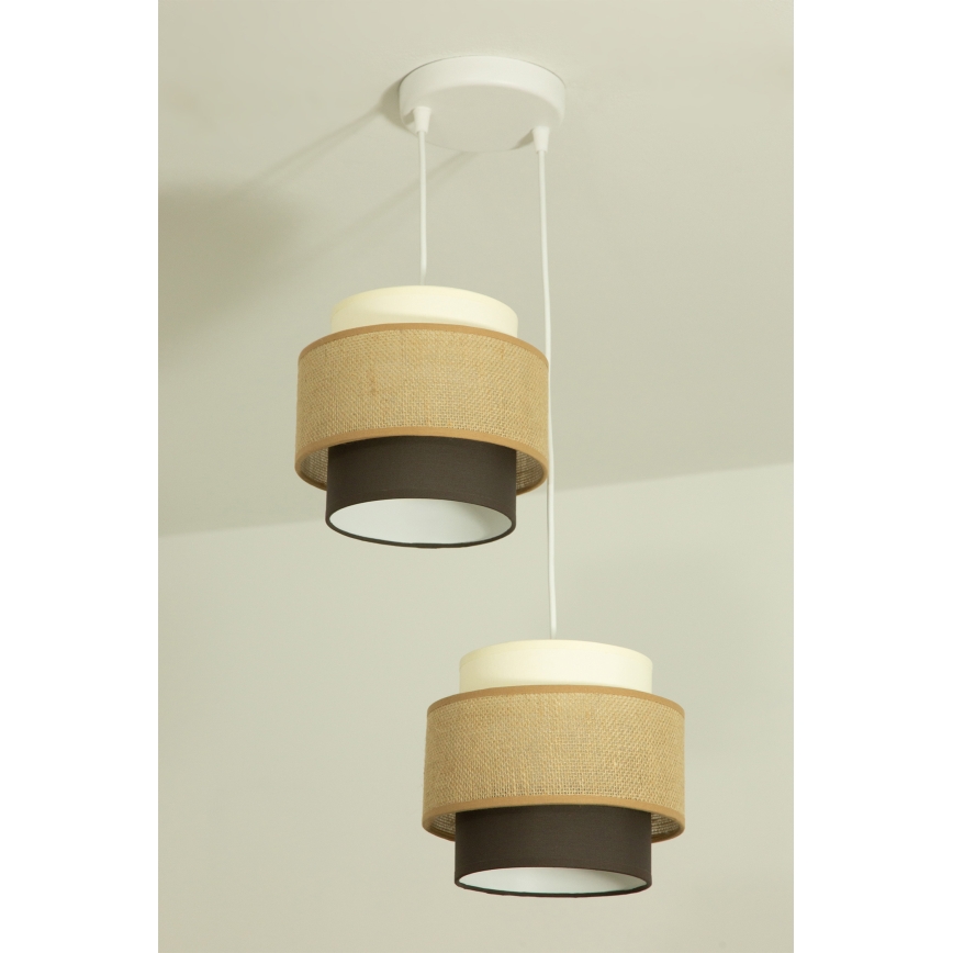 Brilagi - RESNA cable-suspended pendant lamp 2x E27/60W, 230V, Ø 30 cm, beige/black