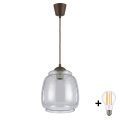 BRILAGI - RETRO GLASS Cable-Suspended LED Pendant 1xE27/60W/230V Ø 26 cm Brown/Smoked Grey