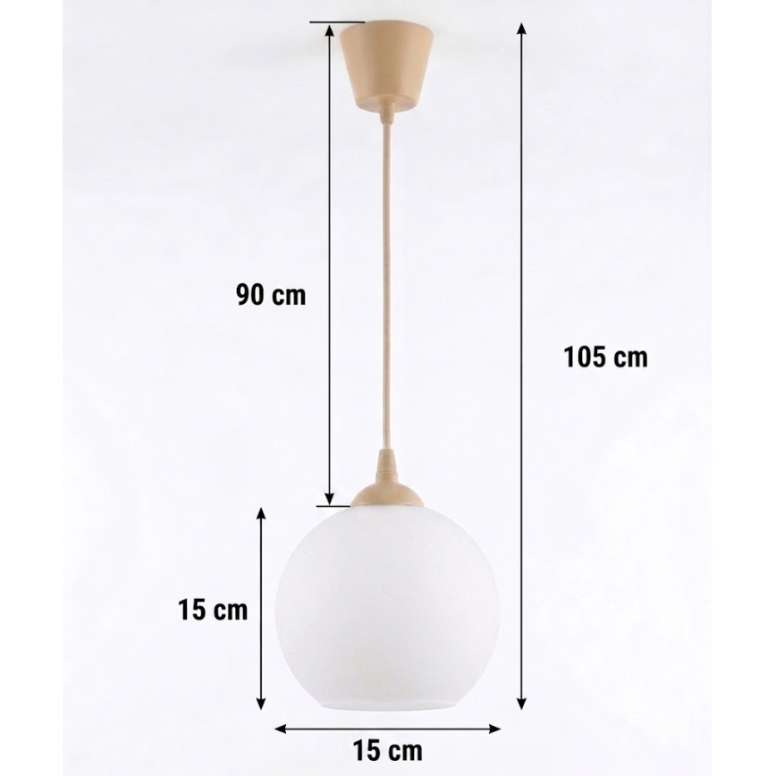 BRILAGI - RETRO GLASS LED cable pendant, 1x E27/60W/230V, Ø 15 cm, beige/white