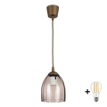 BRILAGI - RETRO GLASS LED Cable Pendant 1xE27/60W/230V pr. 17 cm Brown/Smoked Beige