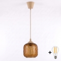 BRILAGI - RETRO GLASS LED Cable Pendant 1xE27/60W/230V Ø 14 cm Beige/Smoked Brown