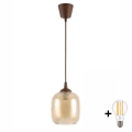 BRILAGI - RETRO GLASS LED Cable Pendant 1xE27/60W/230V Ø14 cm Brown/Smoked Brown