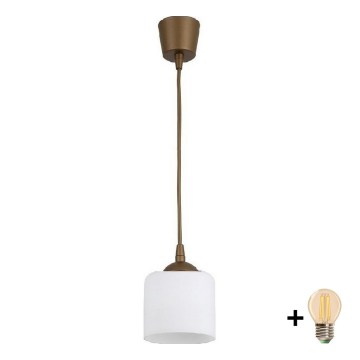 BRILAGI - RETRO GLASS LED Cable Pendant Light 1xE27/60W/230V dia. 10 cm brown/white