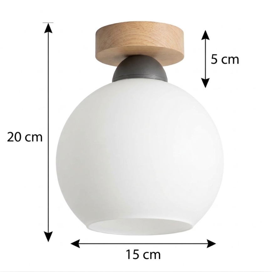 BRILAGI - RETRO GLASS LED Ceiling Light 1xE27/60W/230V Ø 15 cm Oak/White