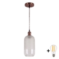 BRILAGI - RETRO GLASS LED pendant lamp on cable, 1x E27/60W/230V, Ø 14 cm, copper/white