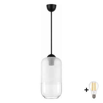 BRILAGI - RETRO GLASS LED pendant light on cable 1x E27/60W/230V, Ø 14 cm, black/white