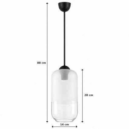 BRILAGI - RETRO GLASS LED pendant light on cable 1x E27/60W/230V, Ø 14 cm, black/white