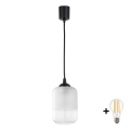 BRILAGI - RETRO GLASS LED pendant light on cable, 1x E27/60W/230V, Ø 14 cm, black/white