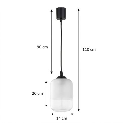 BRILAGI - RETRO GLASS LED pendant light on cable, 1x E27/60W/230V, Ø 14 cm, black/white