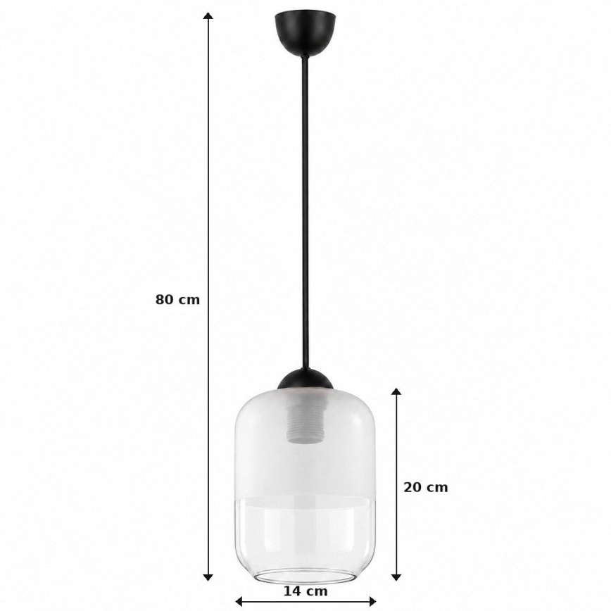 BRILAGI - RETRO GLASS LED pendant light on cable, 1x E27/60W/230V, Ø 14 cm, black/white