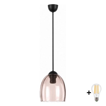 BRILAGI - RETRO GLASS LED pendant light on cable 1x E27/60W/230V Ø 17 cm, black/smoky beige