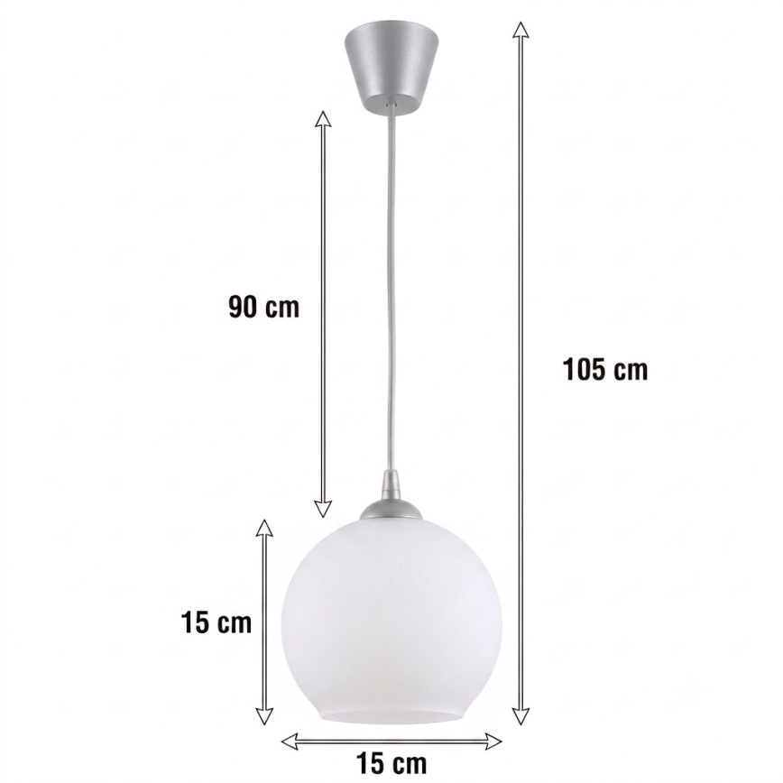 BRILAGI - RETRO GLASS LED pendant light on cable 1xE27/60W/230V Ø 15 cm silver/white
