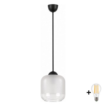 BRILAGI - RETRO GLASS LED pendant light on cord 1xE27/60W/230V Ø 14 cm black/white