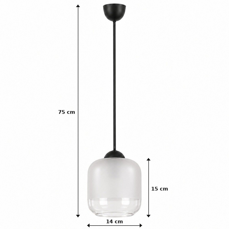 BRILAGI - RETRO GLASS LED pendant light on cord 1xE27/60W/230V Ø 14 cm black/white