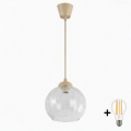 BRILAGI - RETRO GLASS LED pendant on cable 1x E27/60W/230V Ø 25 cm beige/clear